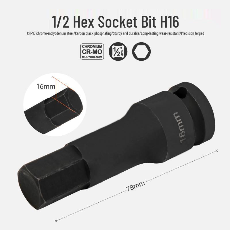 Набор бит для электрогаечного ключа 1/2" с шестигранником и удлинителем - Отверточные головки и головки-торксы S2