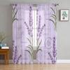Лавандовые фиолетовые тюлевые прозрачные шторы с растениями для гостиной, спальни, кухни, украшения, вуаль, шторы из органзы