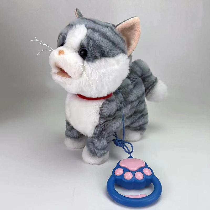 Интерактивная электрическая плюшевая игрушка Кот: Ходит, поет, кивает, мяукает и высовывает язык