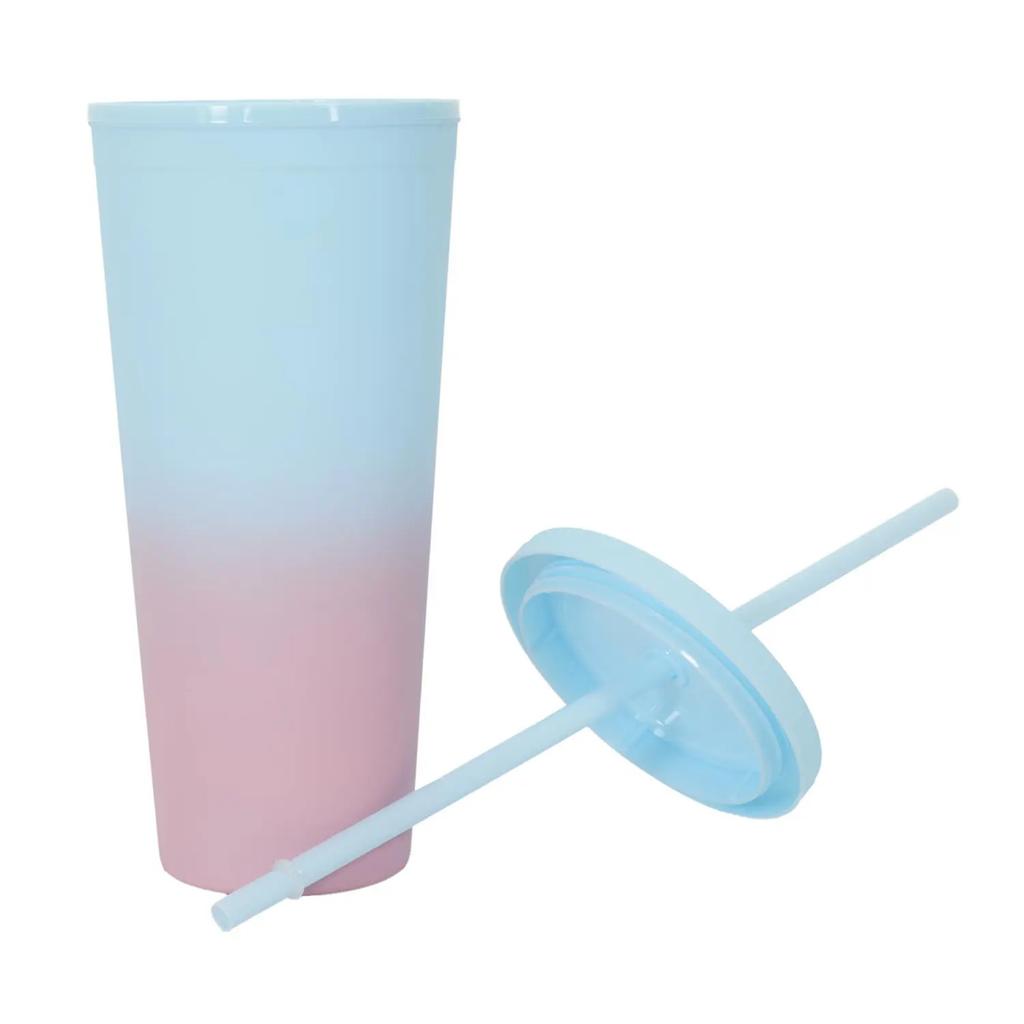 Tie-Dye Pp 700 Ml Blue-Pink Straw Cup