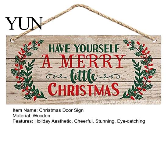 Holiday Porch Decor Christmas Wood Hanging Sign with Jute Rope, Have Yourself A Merry Party Supplies Little Rustic Door Hanger for Home Cafe