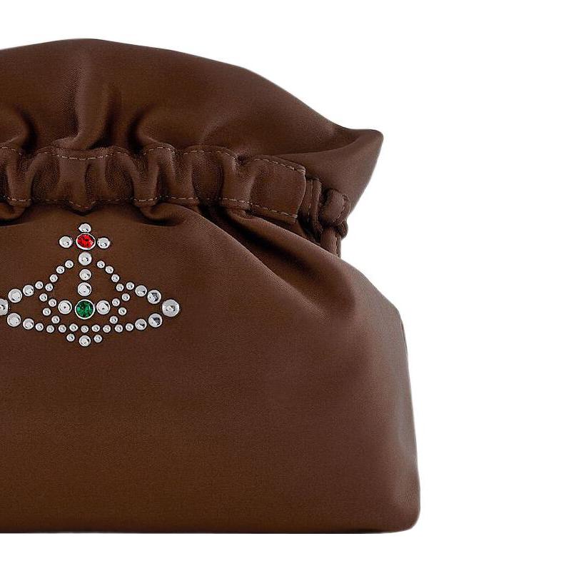 Vivienne Westwood Eva Kiss Lock Clutch With Detachable Chain Detail Women Shoulder Bag Brown 44020001W00CKD403