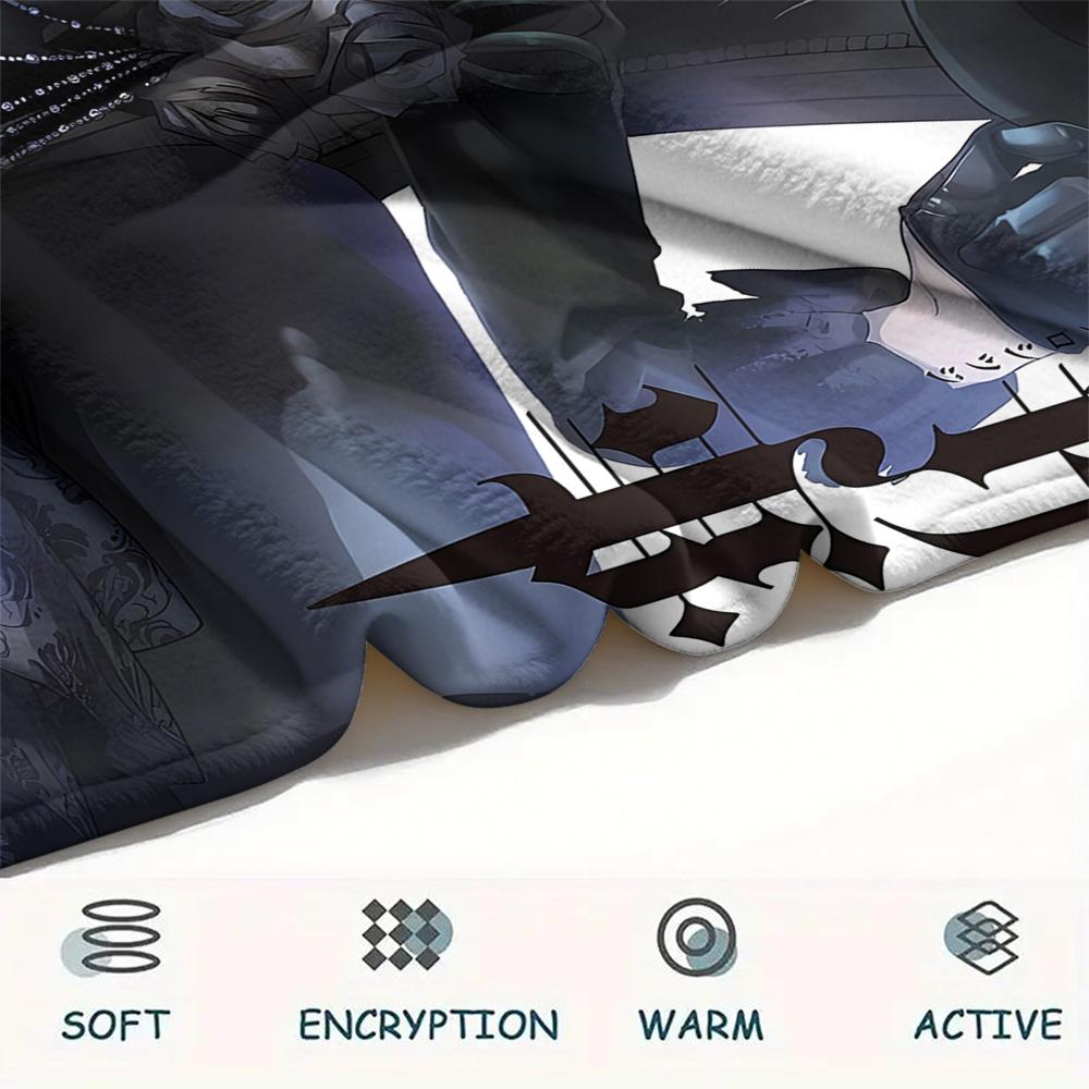 1 шт. Фланелевое одеяло с принтом «Черный дворецкий», Высококачественное, Для всех сезонов, Декор для дома, Тепло и уют, Идеально подходит для рождественских подарков