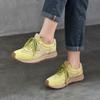 Breathable Mesh Splicing Genuine Leather Sports And Leisure Non Slip Soft Soled Women's Shoes