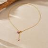 Изящное позолоченное 18K золотом колье-цепочка с красным сердцем из фианита и кисточкой, регулируемый сверкающий кулон-сердце, элегантное украшение для женщин, повседневный подарок