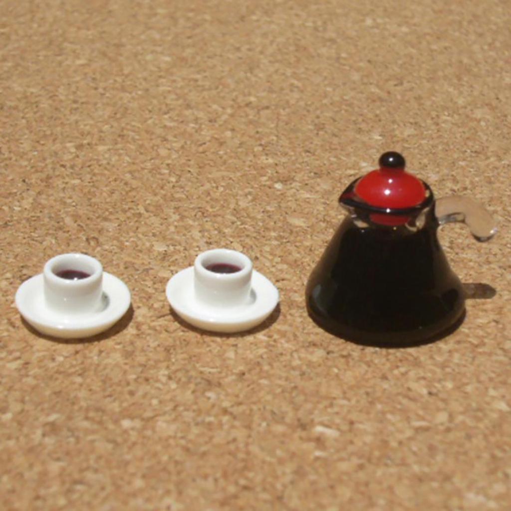 3 шт., мини-кофейник, чашка, игрушка, миниатюрная модель для кукольного домика 1/12 1/6, аксессуары