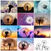 5D DIY Full Round Diamond Painting Sunset Dandelion Landscape Picture Diamond Embroidery Rhinestone Home Decoration Gift
