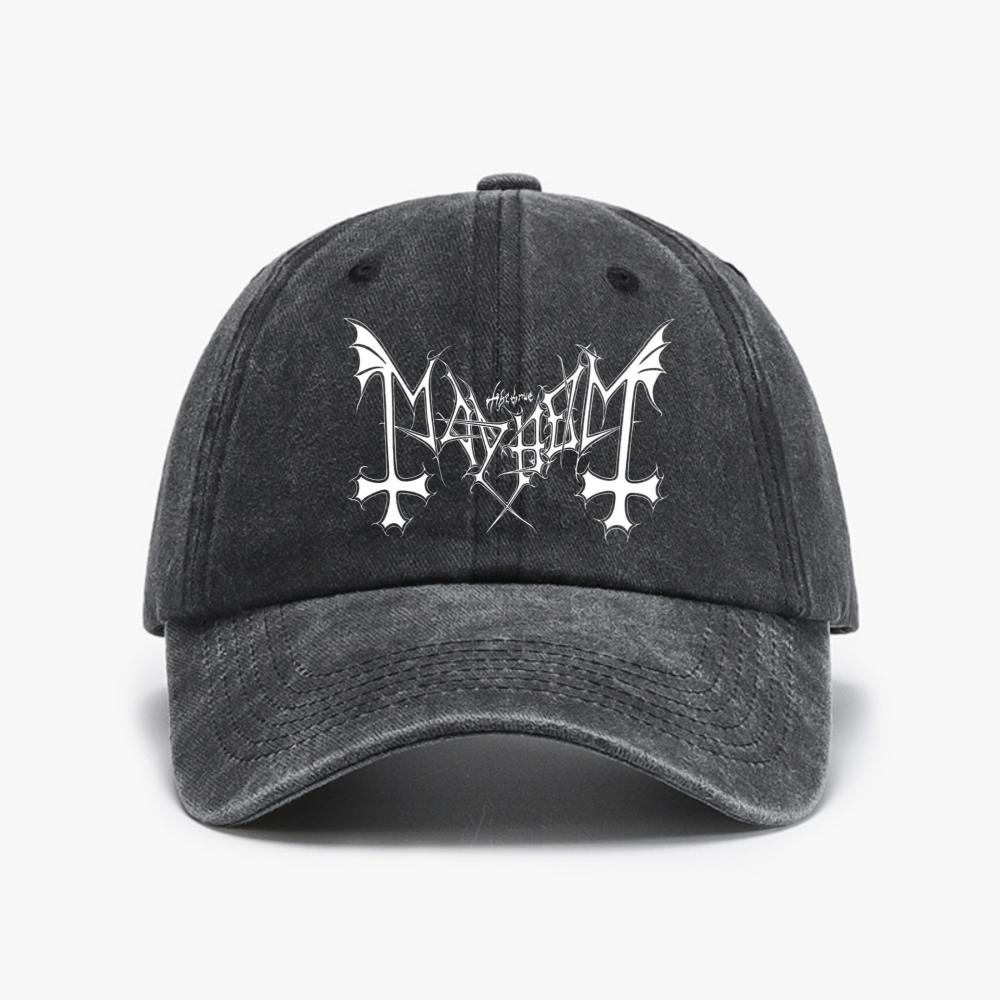 Casual Mayhem Death Metal Baseball Caps fashion Vintage Washed Denim Hat for Unisex Women Distressed Denim Snapback Hats