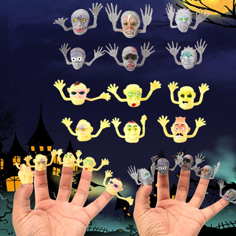 6 Pcs Soft Mini Ghost Head Zombie Portable Telling Story Puppets Hand Toys Kid