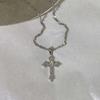 Elegant Zircon Cross Pendant Necklace for Women – Versatile and Stylish Choker Clavicle Chain