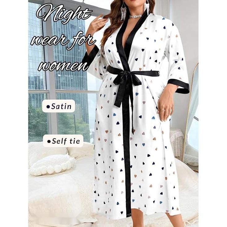 Женский халат на День святого Валентина больших размеров, сексуальный атласный халат, длинная одежда для сна