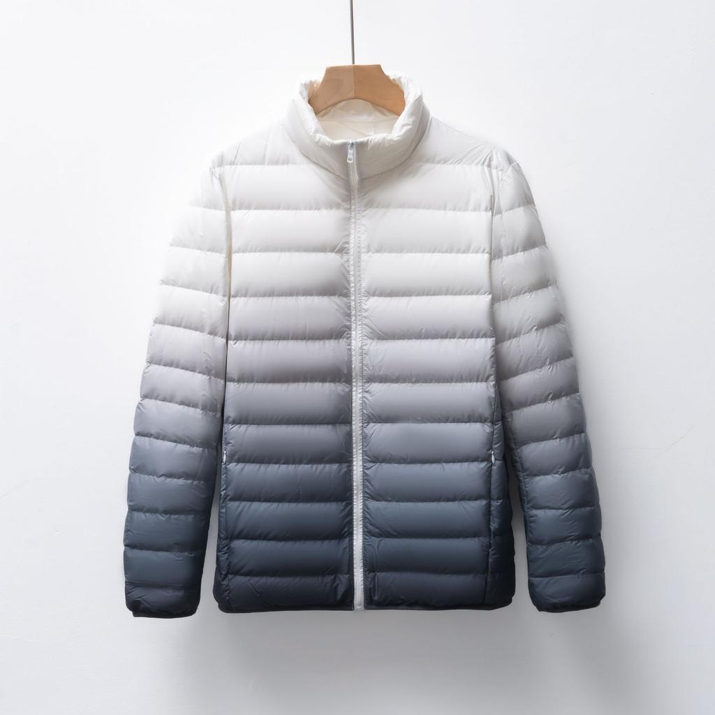 Мужская флисовая куртка с легким пуховиком, мужское зимнее пальто со стойкой, градиент цвета, мужская одежда