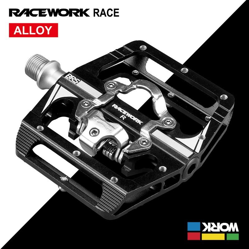 Педали RACEWORK M215 для велосипедной подножки Mtb, смешанные педали, зажим для горного велосипеда, подставка для ног, двойная функция, Spd, алюминий
