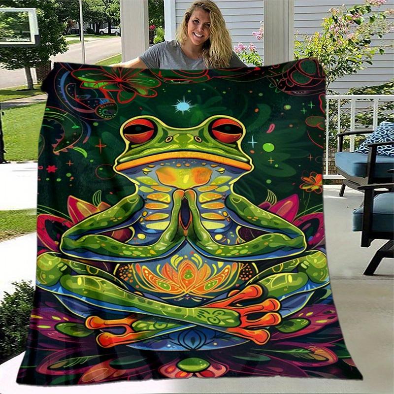 1pc. Psychedelic Frog Meditation Blanket - Colorful Home Office Outdoor