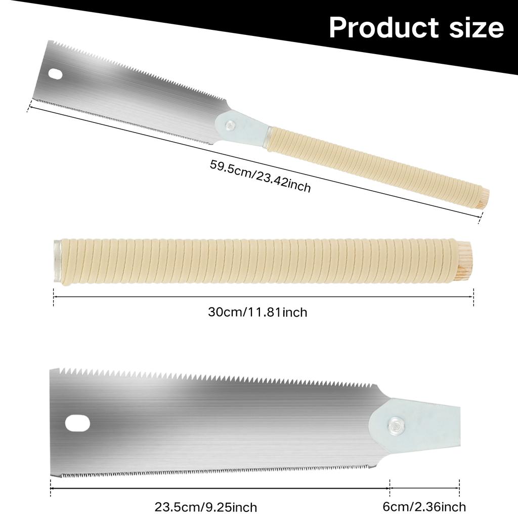 High Carbon Steel Double-sided Hand Saw 9.3 Inches High Hardness Beech Wood Comfortable Handle 2-in-1 Woodworking Hand Saw