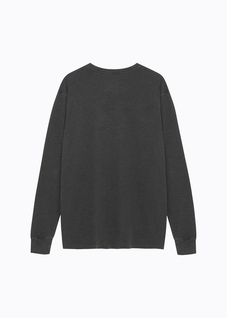 LIMELIGHT APPAREL Хлопковая футболка с длинным рукавом и пигментным принтом с логотипом спортсмена (Черно-белый)