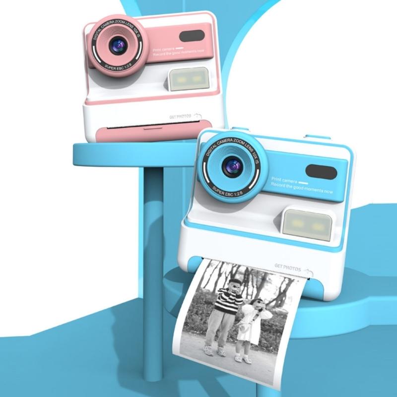 Детский цифровой фотоаппарат с мгновенной печатью, 2,4-дюймовый экран, со стикерами и фильтрами для фотосъемки, машина для видеозаписи