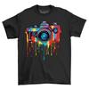 Old School Camera Paint Drip Design T-shirt - Capture Memories In Style! Funny T