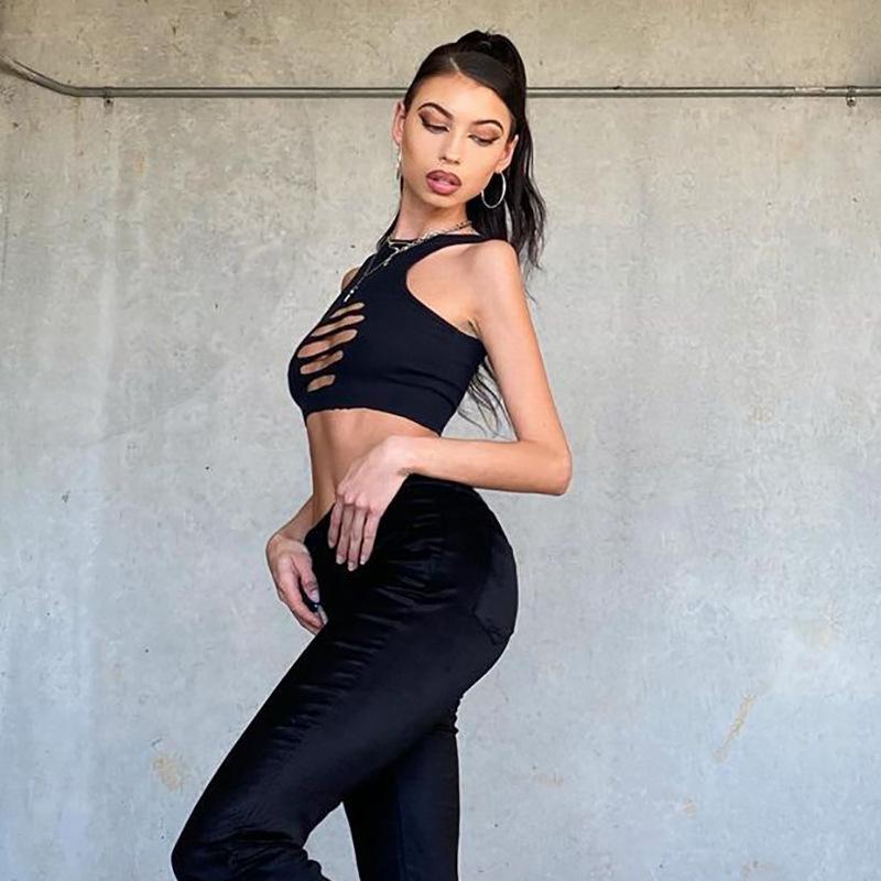 Off Shoulder Hollow Out Clubwear Tank Vest Crop Tops 2022 Sexy Summer Solid Color Bodycon Party Tank Streewear Bustier