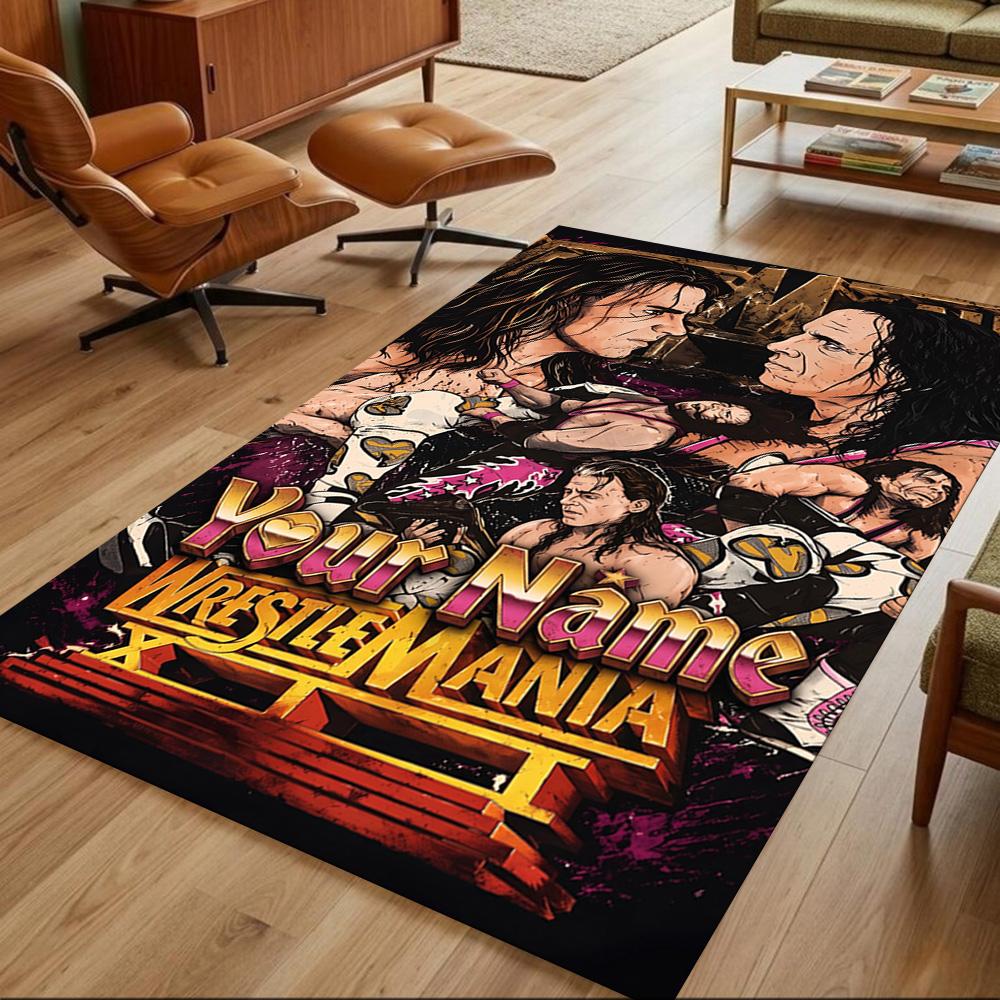 Wrestlemania Personalized Text Area Rug Design for Kitchen Dormitory Balcony Living Rooms Anti-slip Rug Decorate Offices Birthday/Christmas Gift