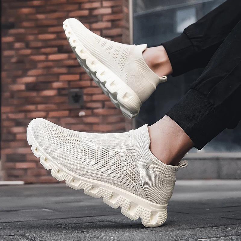 New Men's Spring Casual Sneaker Breathable Ultralight Slip On Shoes Mesh Sock Mouth Jogging Athletic Damping Women Sneakers