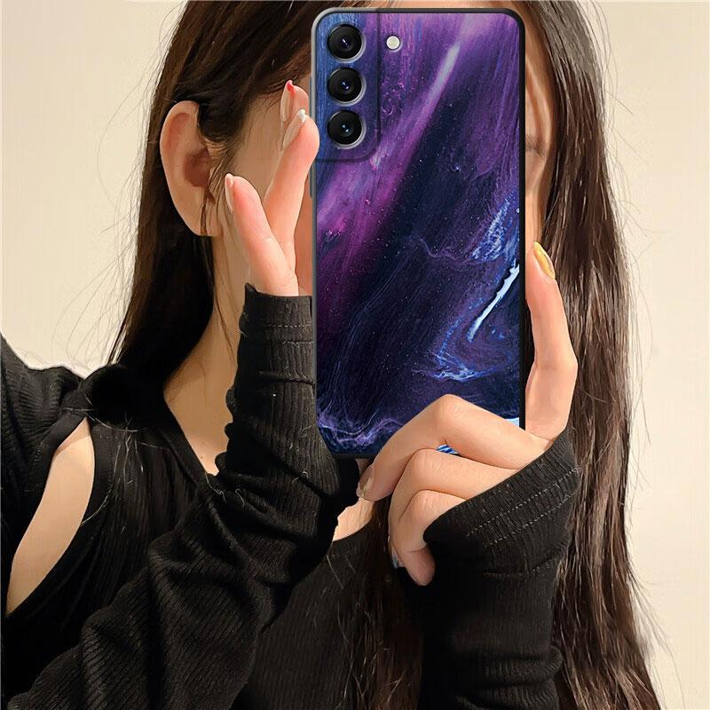 Цветной мраморный художественный чехол для телефона для Samsung Galaxy S22 Ultra 5g S21 Plus S20 Fe S7 S21 S8 S10e S10 S9, черный мягкий чехол