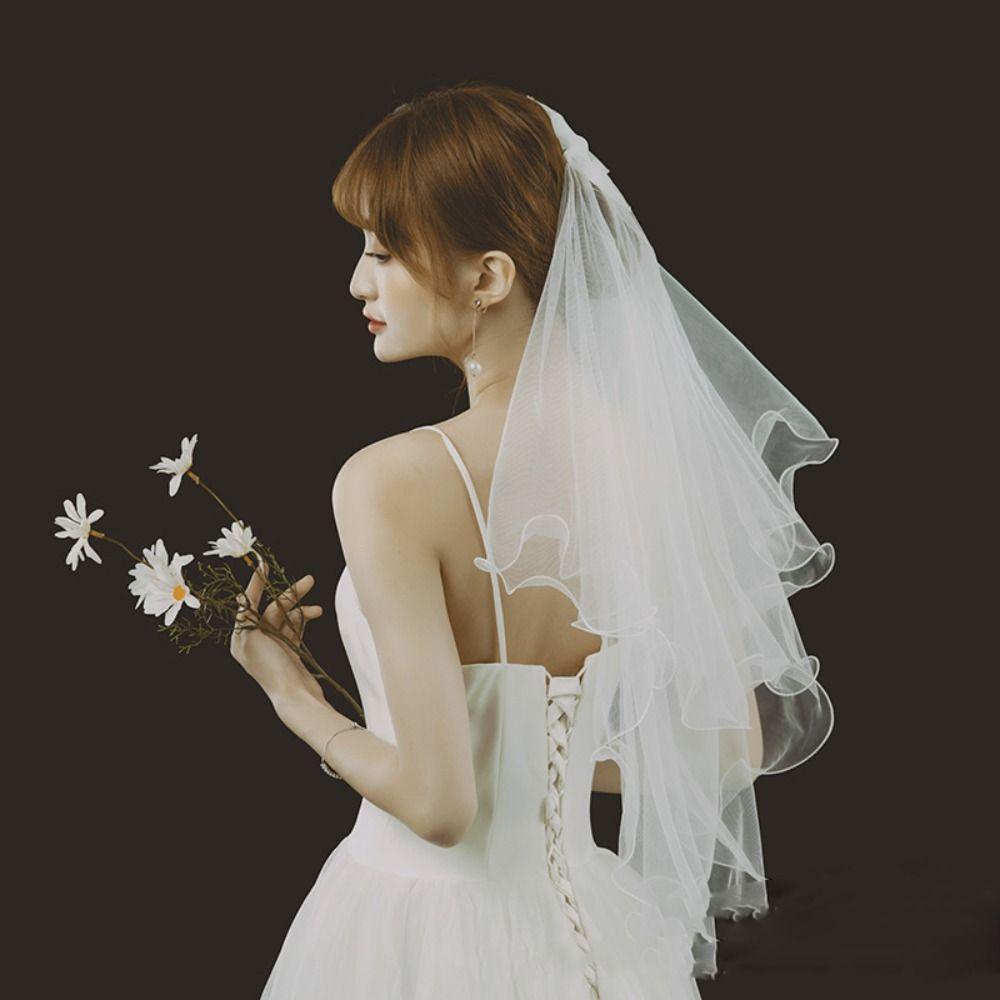Зажим Милый Простой Тюль Двухслойная Фата Голова Невесты Газовая Свадебная Газовая Невеста Аксессуары
