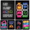 Gaming Colorful Line Art Poster Canvas Printing Decor Play Game Quotes Wall Decor for Gaming Room Boys Room Decoration Line Art
