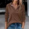 Women's Autumn And Winter Tops V-Neck Solid Color Casual Fashion Top T-Shirt