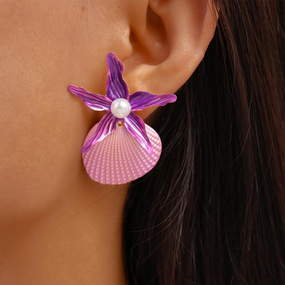 Scallop Starfish Stud Earrings Bohemian Starfish Pendant Earrings Retro Shell Drop Earrings Gift