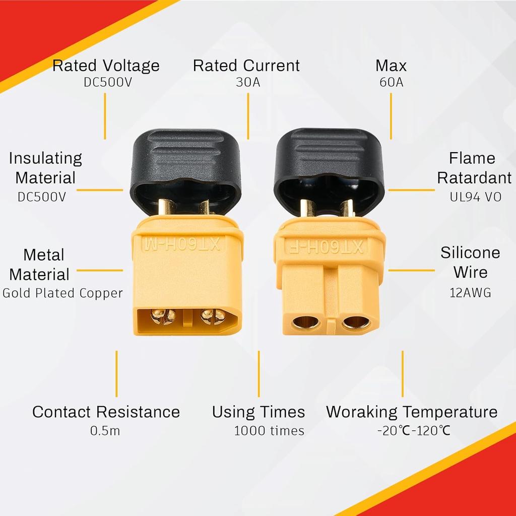 1-40PCS XT60 Battery Connector Male & Female Bullet Connector Plugs with Sheath Housing for RC Battery Motor FPV XT-60 Adapter