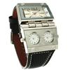 Oulm 9525 Men's Analog Watch with Black Leather Strap, 3 Subdials, Silver, Quartz Movement.