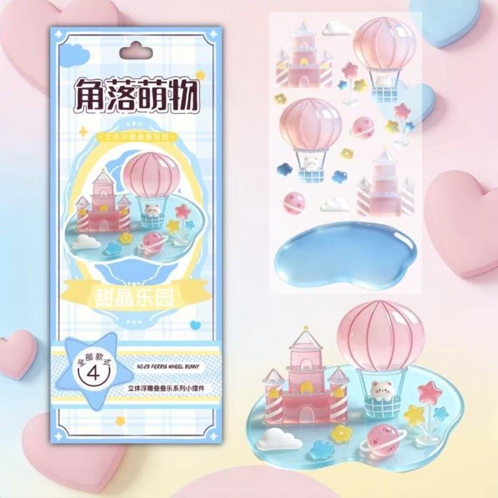 Cartoon Design 3D Crystal Embossed Stickers Mini Ornament Relief Stickers Classroom Reward