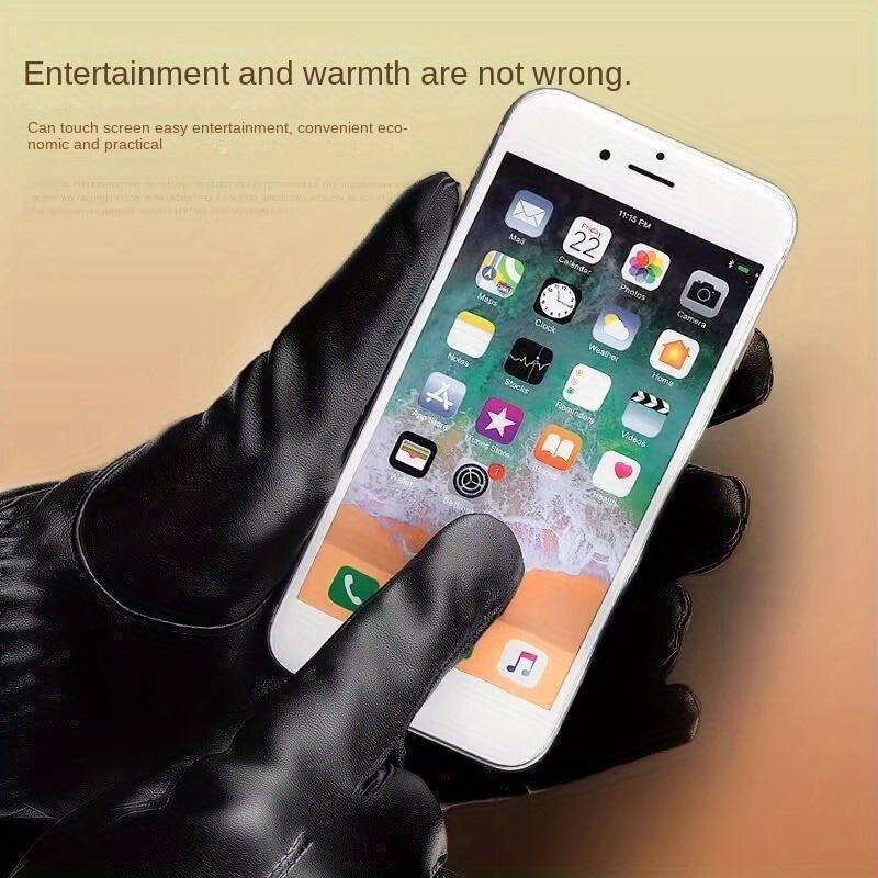 Осенние и зимние мужские кожаные перчатки PU с сенсорным экраном, водонепроницаемые, ветрозащитные и теплые, для взрослых, бархатные, для вождения, с закрытыми пальцами, для езды на открытом воздухе