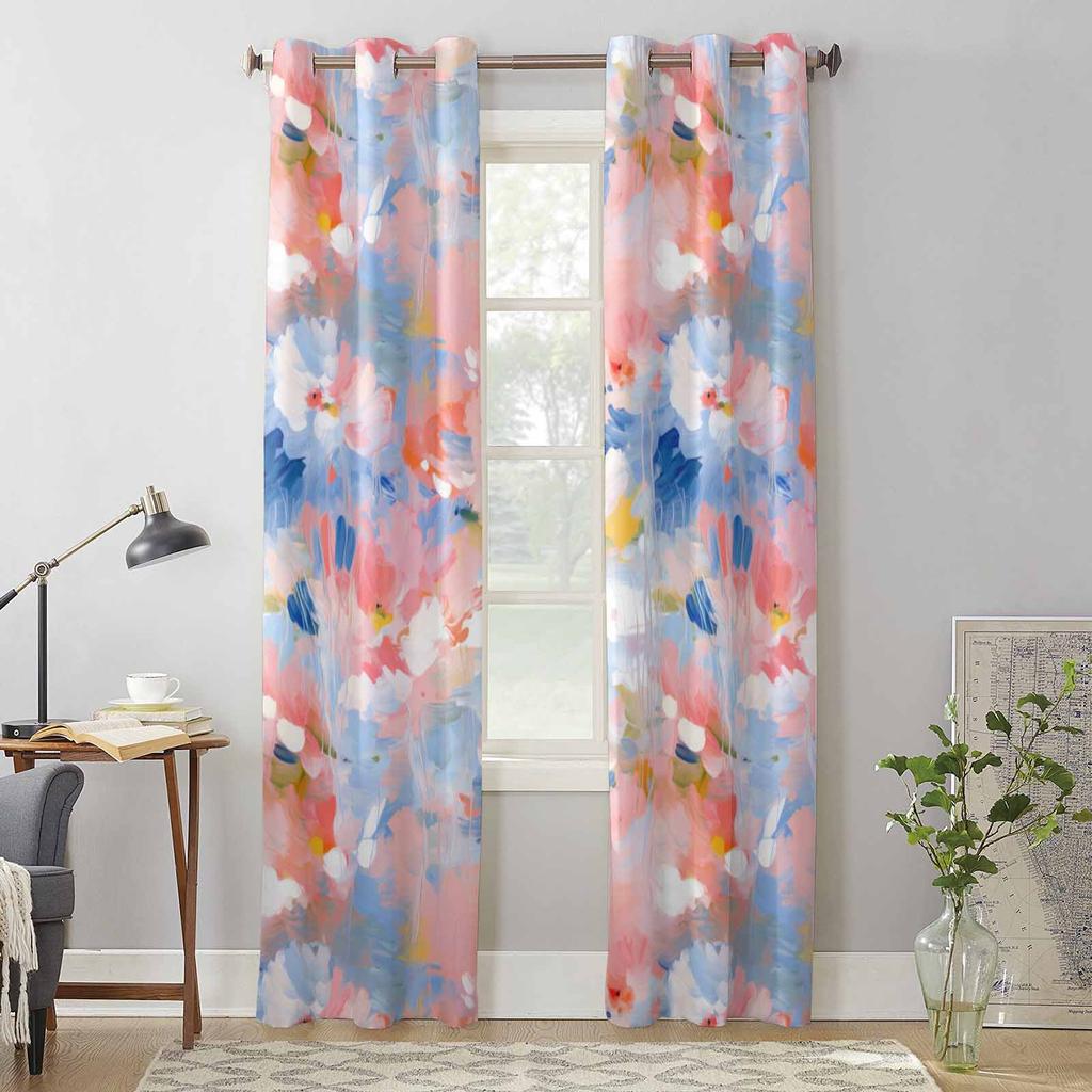 Abstract Flower Oil Painting Window Curtains for Living Room Luxury Bedroom Curtain Kitchen Blinds Drapes Curtains