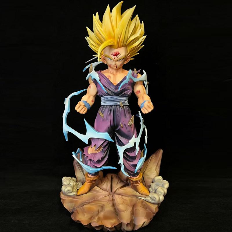 28см Фигурка Готенкс из Dragon Ball SSJ2 Фигурка Действия 2 Сменные Головы Молния Статуэтка Аниме Коллекционная Модель Украшение Игрушка для Мальчика Подарок