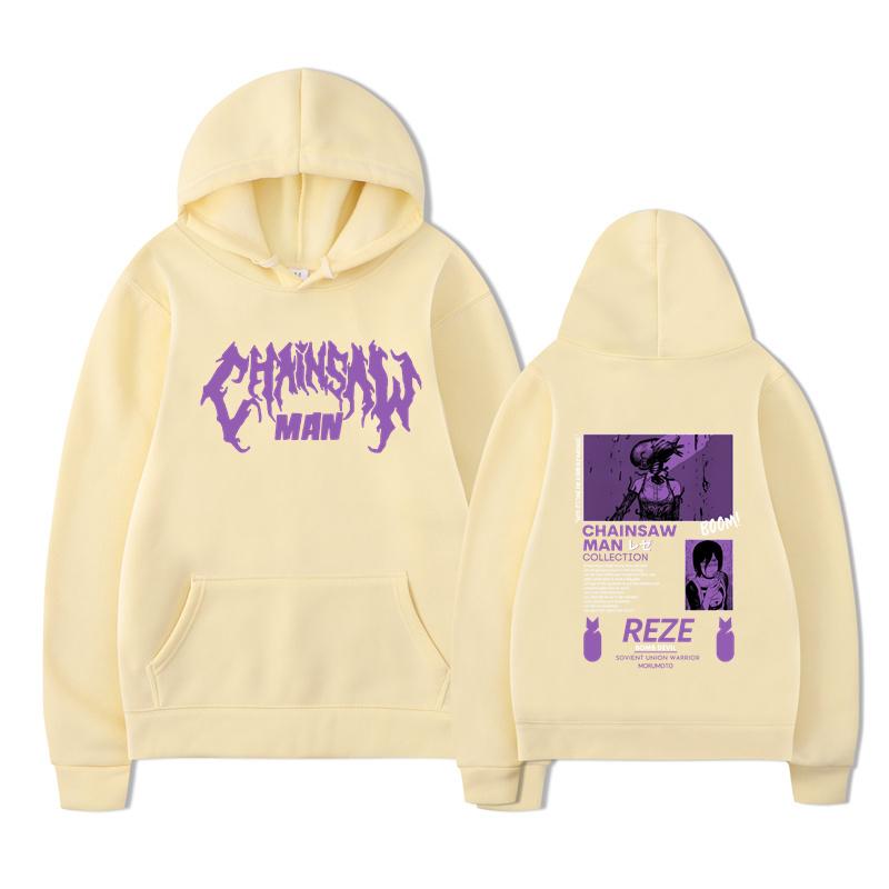 Аниме Человек-бензопила Резе Худи Харадзюку Манга С длинным рукавом Женский Повседневный Оверсайз Пуловер Уличная одежда