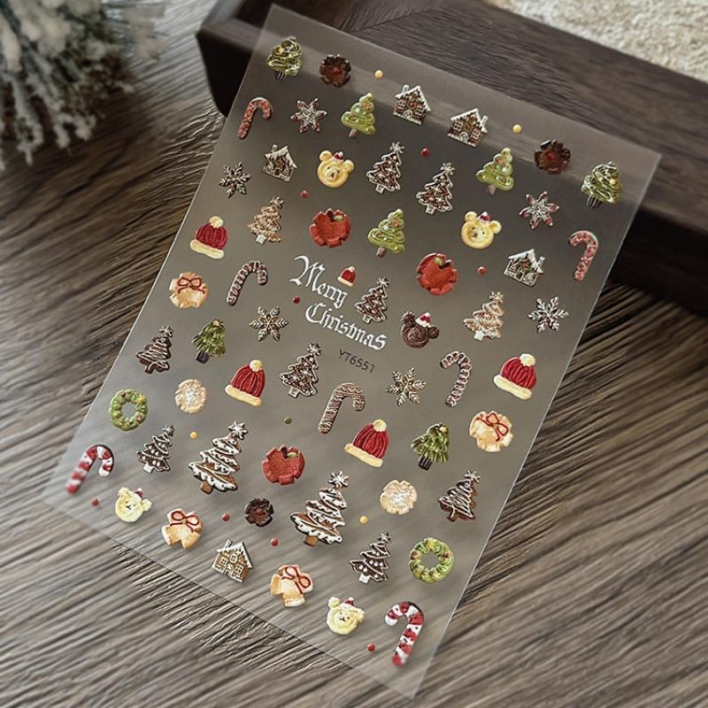 Cute Christmas Snowman Christmas Tree Santa Claus Nail Stickers Kawaii Art Stickers Diy New Year Accessories Manicure Decals