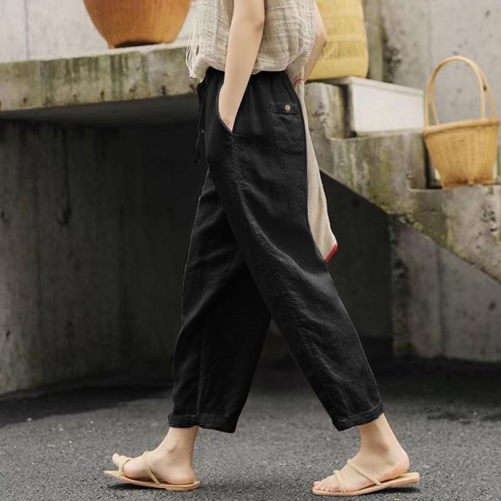 Casual Baggy Cropped Pants For Women Elastic Waist Wide Leg Trouser Streetwear Business Baggy Sweatpants Summer Short Pants