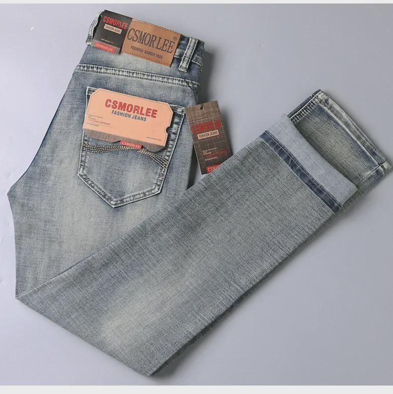 Мужские узкие прямые джинсы в стиле ретро серого цвета — плотные и стильные для осени/зимы