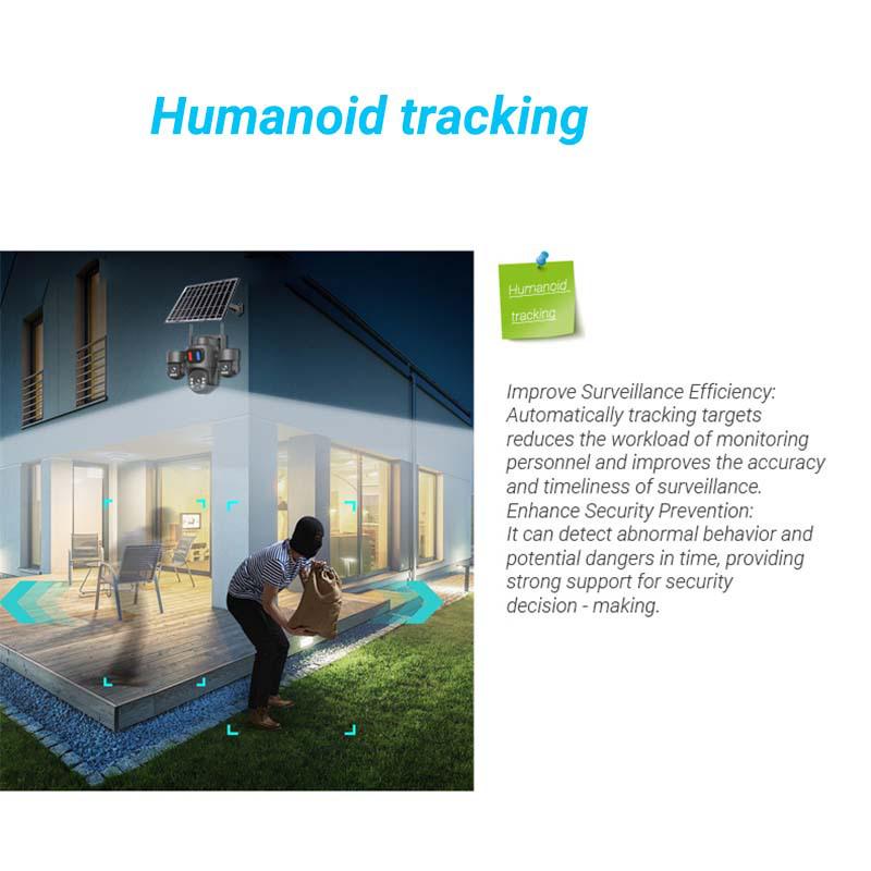 Solar-Powered Triple-Lens Rotating Alert Camera with Red & Blue Lights - Waterproof Outdoor Surveillance