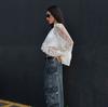 1116 Spring New Pure Desire Wind White Lace Jacquard Perspective High Neck Commuter Lazy Wind Long Sleeve Shirt