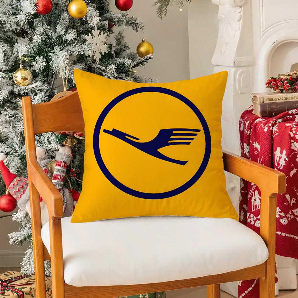 Flight Commemoration LLufthansa Airlines Pillow Case Silky Short Plush With Invisible Zipper Dustproof Sofa Cushion Cover