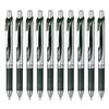 Pentel Gel Ink Energel Knock Ballpoint Silver 10 Pens Pen, 1.0mm, Barrel, BL80-A, Black,