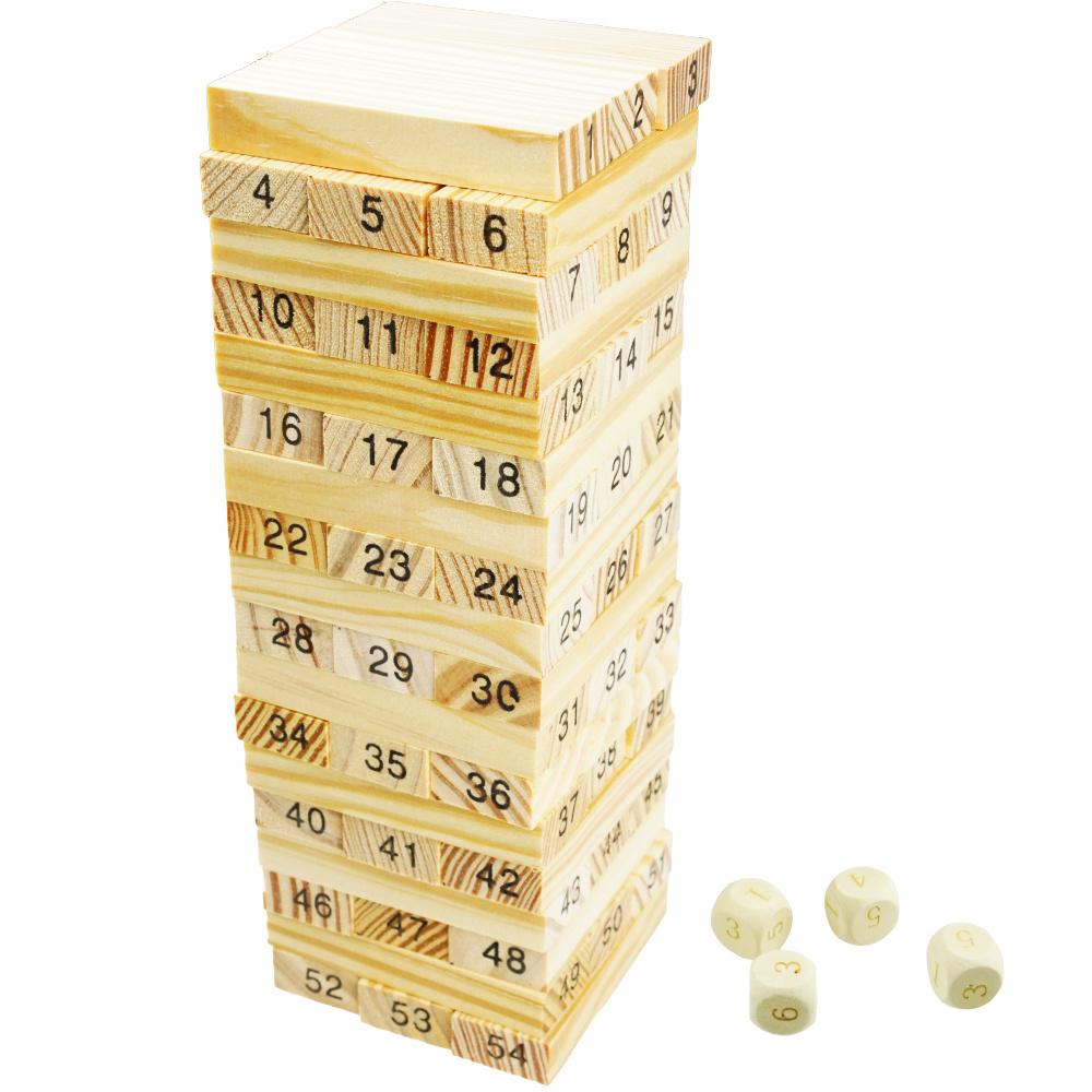Drewniane klocki puzzle gra jenga 48 el.