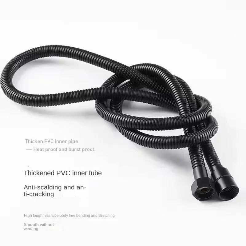 Hose Watering SUS304 Garden Water Hose Accessories Bathroom New Pipe Pull Extension 1.5/2M Black Pipes Flexible Shower Hoses