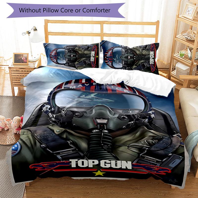Top Gun 3pcs Bedding Set Duvet Cover Closure Includes 1 Duvet Cover & 2 Pillowcases for All Seasons Bedroom Home Dorm Decor