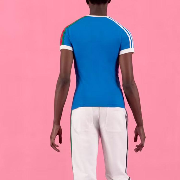 Adidas Футболка с принтом трилистника, синие топы унисекс 691637-XJEKL-4744