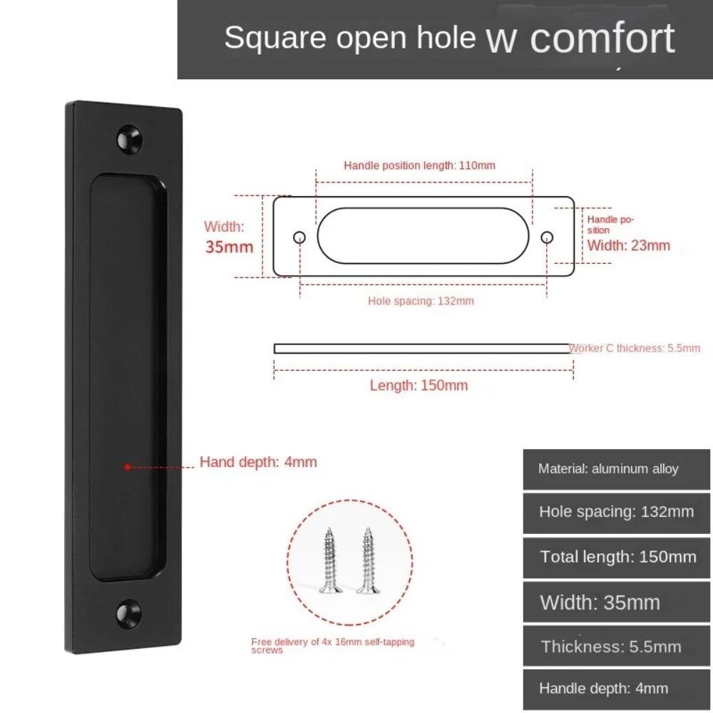 Zinc Alloy Barn Door Handle 6 Inches Invisible Handle Flush Pull  Gates Garages Sliding Doors