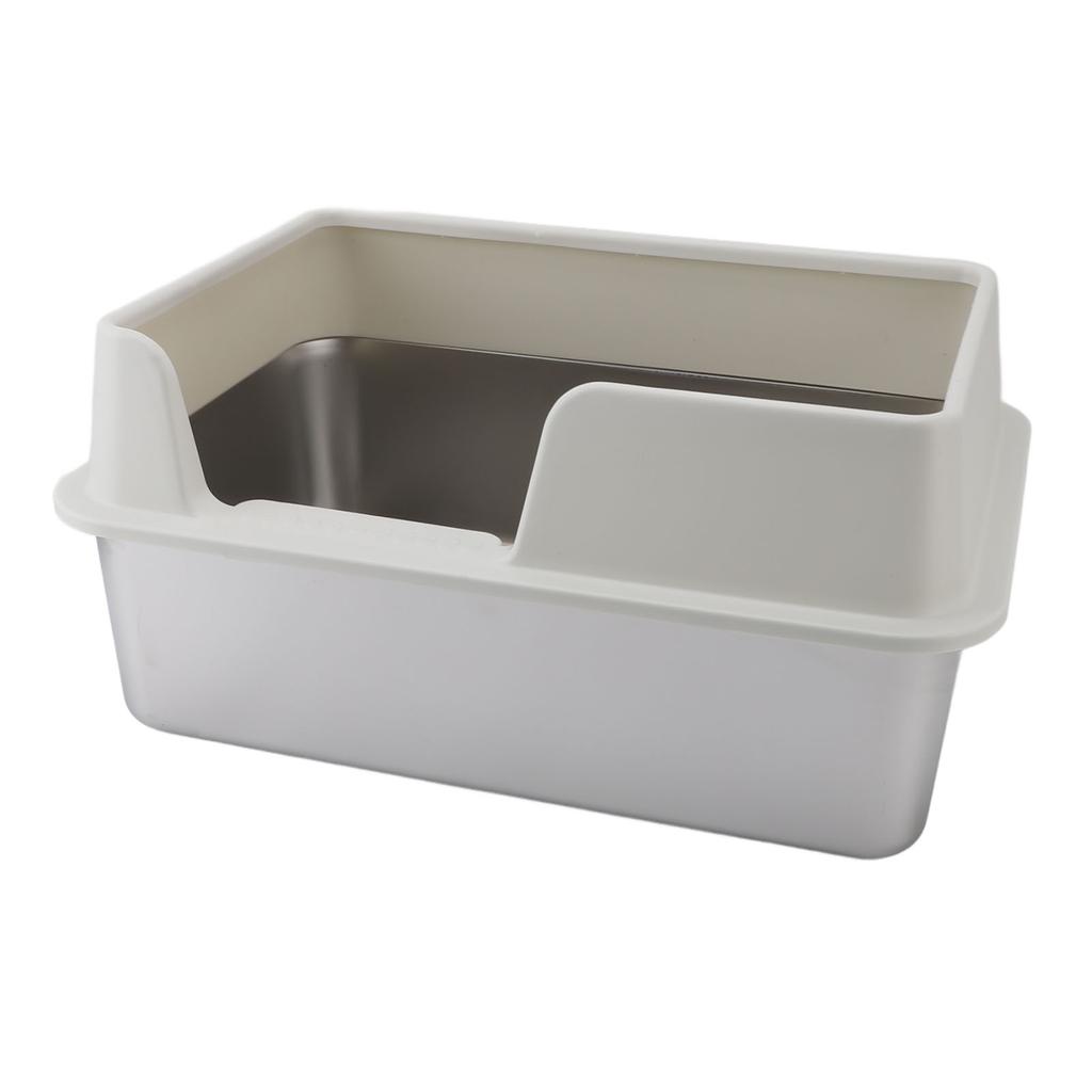 Лоток для кошачьего туалета из нержавеющей стали, брызгозащищенный, большой, открытый верх, высокий борт, с лопаткой